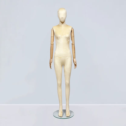 Luxury Matte Flannel Female Mannequin | Articulated Wooden Arms | DE-LIANG