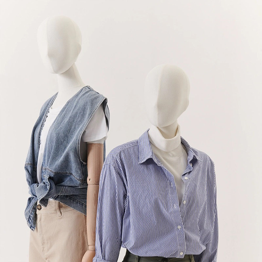 DE-LIANG Mannequin de luxe pour femme grande taille avec bras dorés, mannequin de présentation de torse en daim rose, modèle de présentation de torse de mannequin grande taille