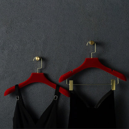 DE-LIANG Red Velvet Plastic Hanger for Coat Dress, Flocking Hanger Wedding Dress Bridal Veil Clothing Hanger,Velvet Hanger Customize DL2424 DE-LIANG