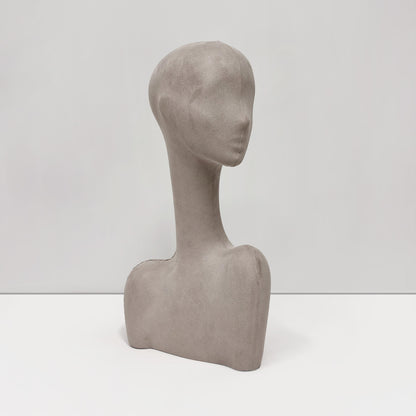 DE-LIANG Swan Neck Velvet Mannequin Head, Fiberglass Wig & Jewelry Display