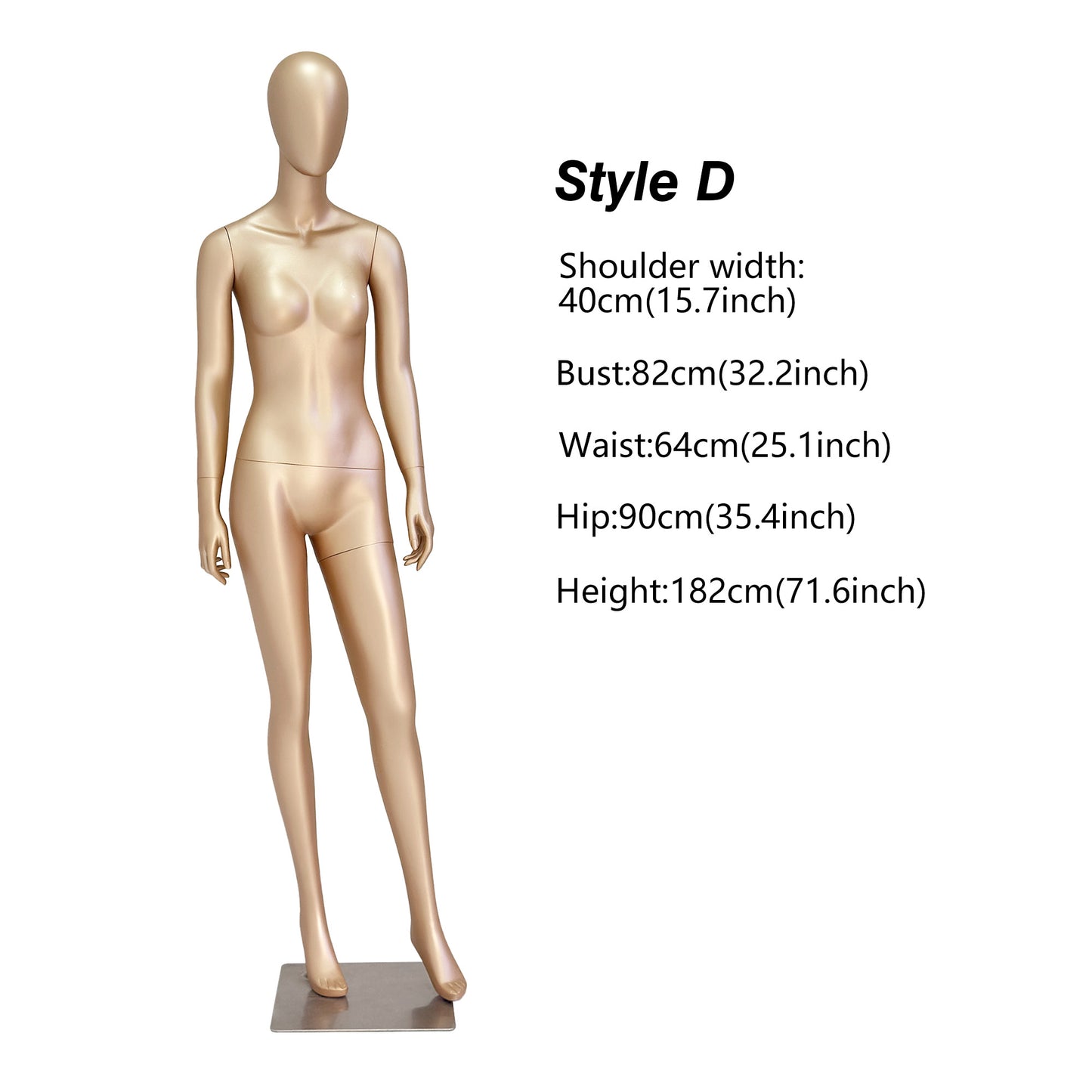 DE-LIANG Rose Gold Female Full Body Mannequin | Fiberglass Boutique Display Dummy