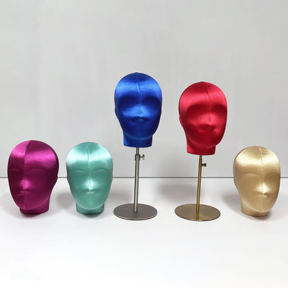 DE-LIANG Plus Size Female Silk Mannequin Head with Adjustable Stand for Wigs & Hats