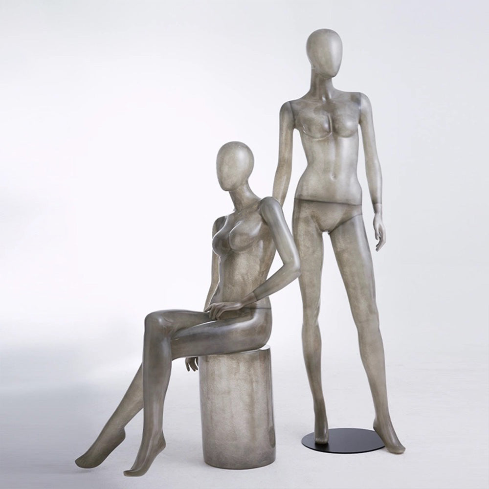 DE-LIANG Maniquí de cuerpo entero de lujo para mujer y hombre, torso transparente con cabeza, modelo de exhibición de ropa para escaparates y tiendas.