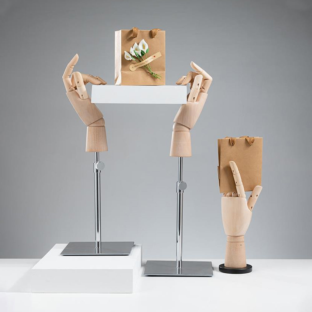 DE-LIANG Wooden Articulated Hand Mannequin with Stand – Jewelry & Bag Display Prop