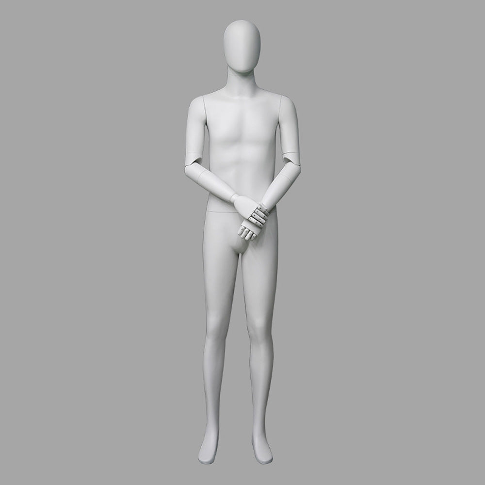 DE-LIANG Luxury Male Full Body Mannequins,Matte White Male Dress Form Display Mannequis with Base,Stand Realistic Model for Clothing Shops