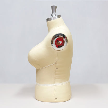 DE-LIANG Mannequin de luxe pour femme grande taille avec bras dorés, mannequin de présentation de torse en daim rose, modèle de présentation de torse de mannequin grande taille