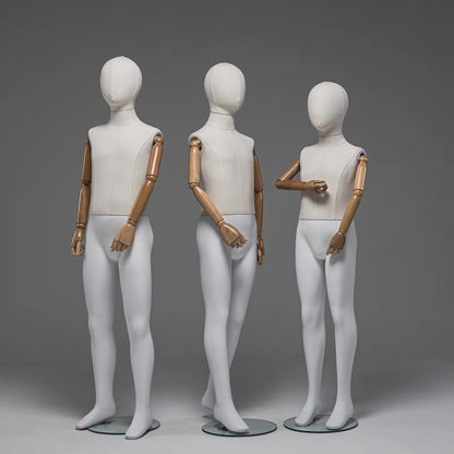 Kids Full Body Mannequin,Fabric Wrapped Torso Painted Legs Wooden Arms