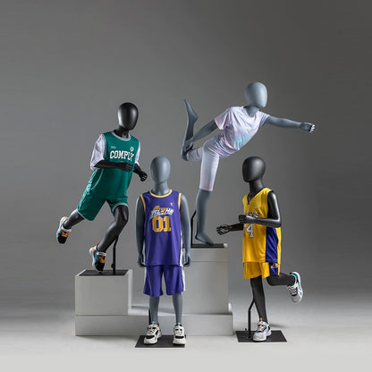 DE-LIANG Kids Full Body Sport Mannequin,Child Running Display Manikin Torso with Metal Base for Retail Clothing Stores, Athletic Wear, Window Display, Durable Fiberglass Dress Form