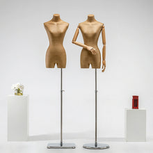 Load image into Gallery viewer, Female Half Body Mannequin, Clothing Display Model Body Stand,Paper Torso Dress Form,Wooden Arms and Base for Clothing/Dress Store Display,
