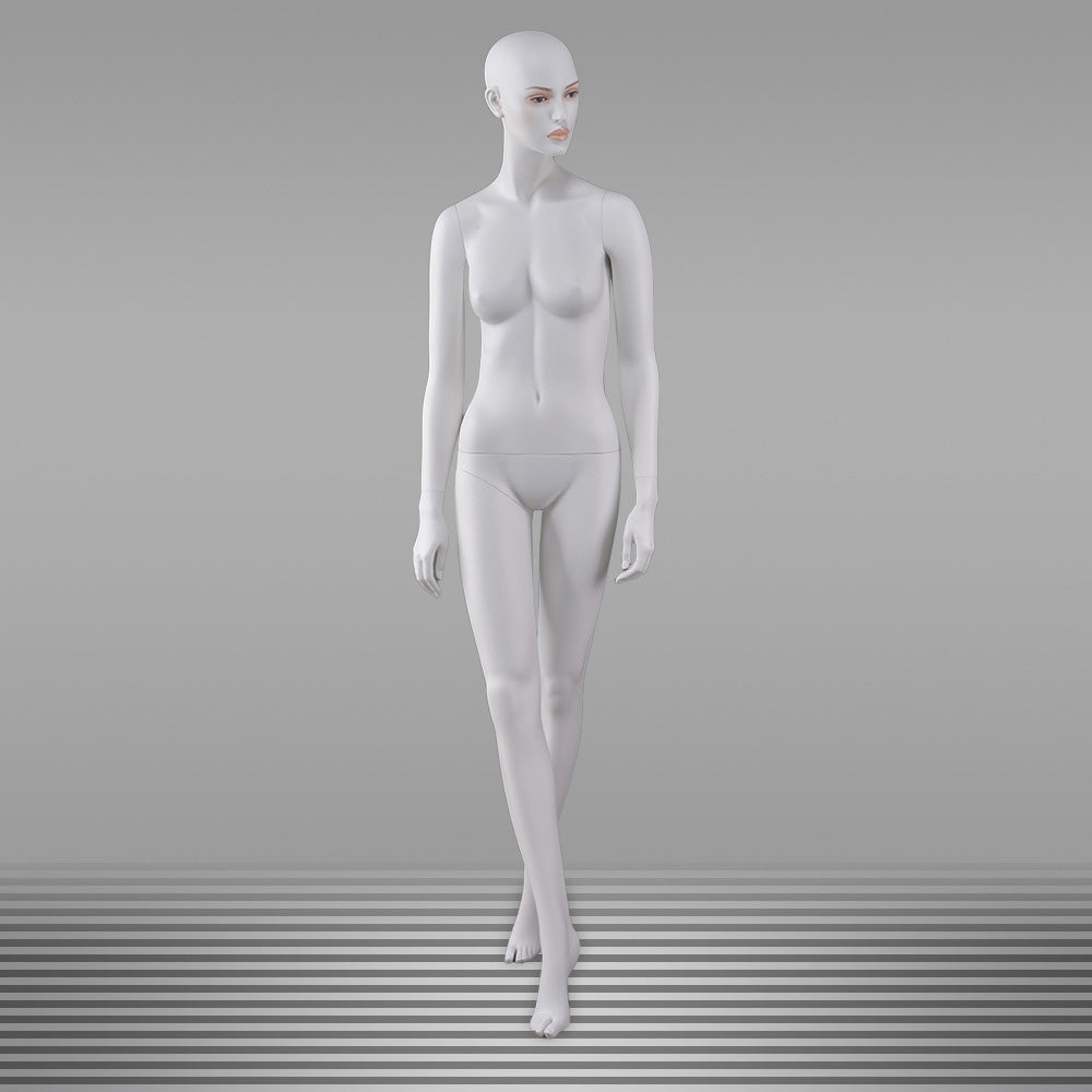 DE-LIANG White Female Full Body Mannequin with Abstract Head,Realistic Fiberglass Display Model for Boutique & Clothing Store Window Display