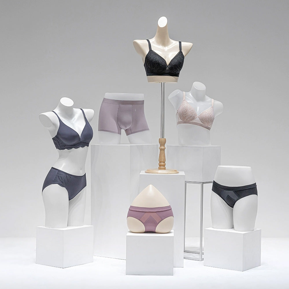 Mannequin de vitrine en velours à demi-corps féminin DE-LIANG, buste féminin avec bras en bois, mannequin de vitrine DL0040