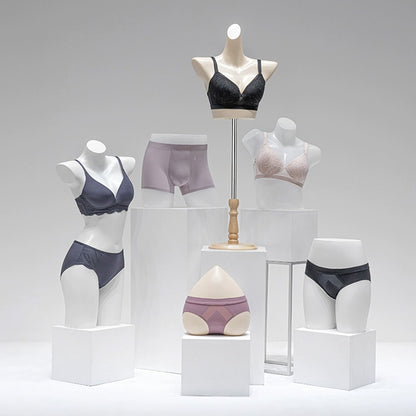 Mannequin de vitrine en velours à demi-corps féminin DE-LIANG, buste féminin avec bras en bois, mannequin de vitrine DL0040