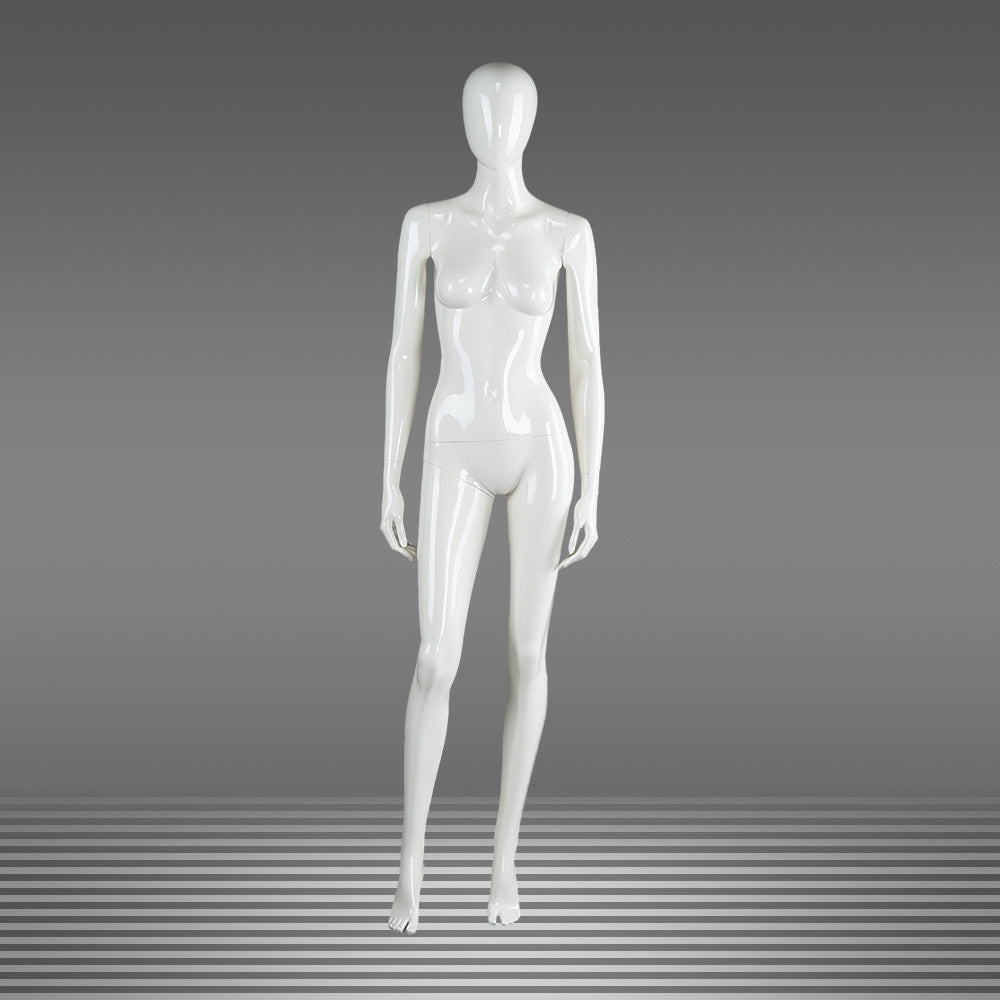 DE-LIANG Female Full Body Mannequins,Glossy White Fiberglass Realistic Dress Form