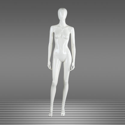 DE-LIANG Female Full Body Mannequins,Glossy White Fiberglass Realistic Dress Form