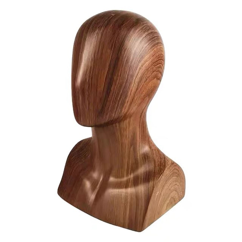 DE-LIANG Linen & Wooden Head Model Display Stand — Jewelry, Wig & Hat Display Mannequin Head | Boutique Countertop Mannequin Bust for Necklaces, Hats, Wigs & Accessories