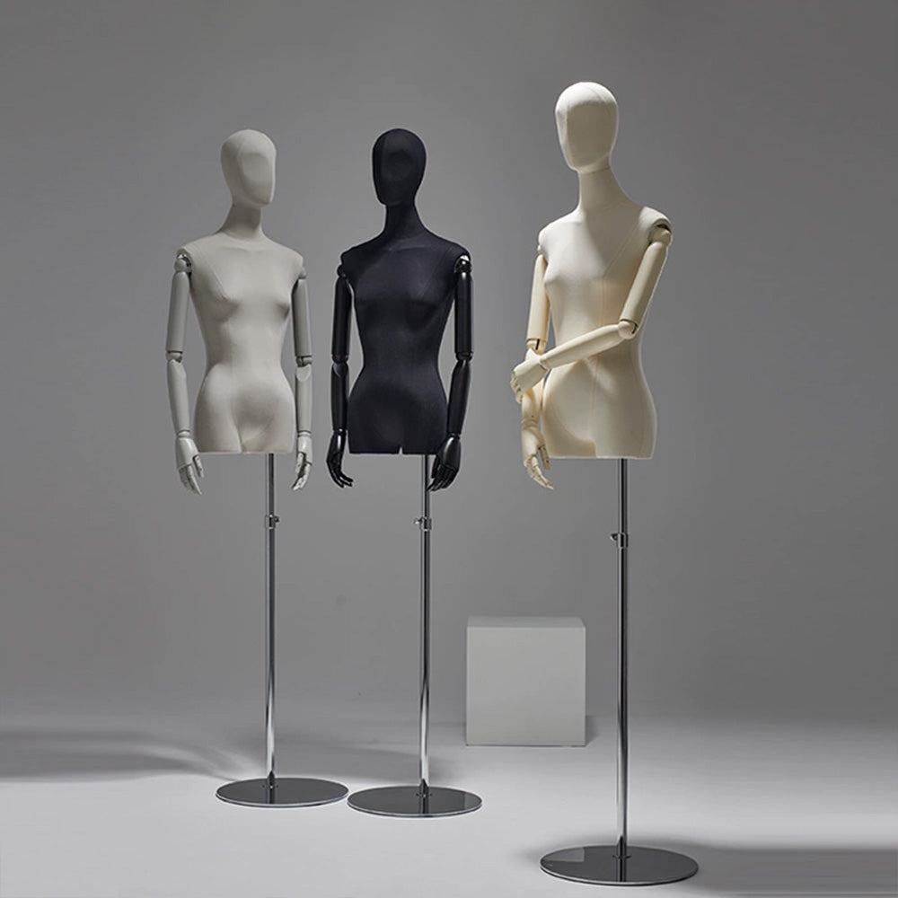 female half body mannequin with arms for boutique clothing display