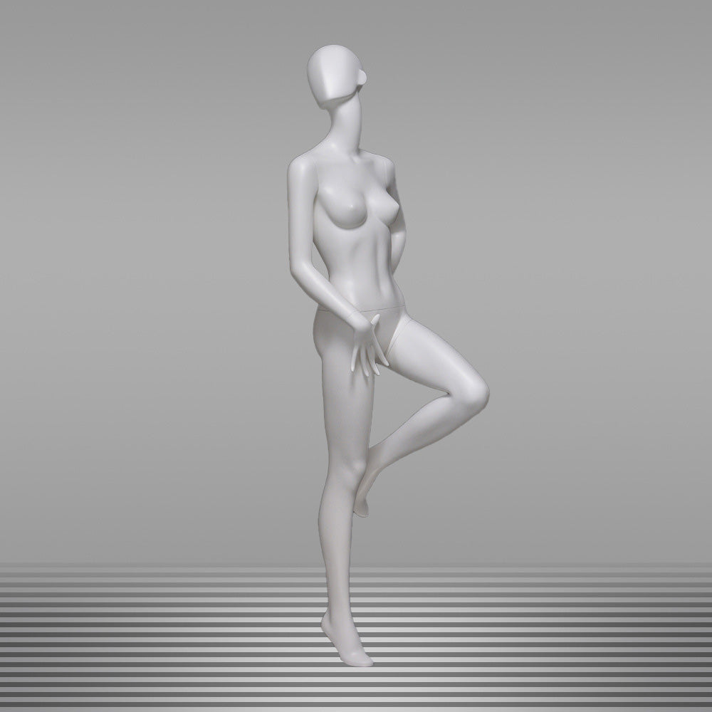 DE-LIANG Full Body Female Mannequin with Abstract Head,Realistic Fiberglass Display Model for Boutique & Clothing Store Window Display