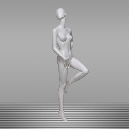 DE-LIANG Full Body Female Mannequin with Abstract Head,Realistic Fiberglass Display Model for Boutique & Clothing Store Window Display