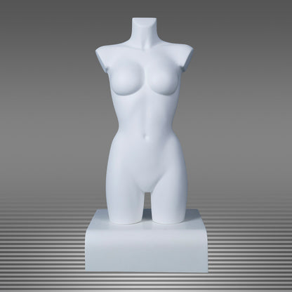 DE-LIANG Female Half Body Mannequin Torso Set,Matte White Fiberglass Dress Form Bust & Hip Display for Clothing, Lingerie, Underwear & Boutique Window Show