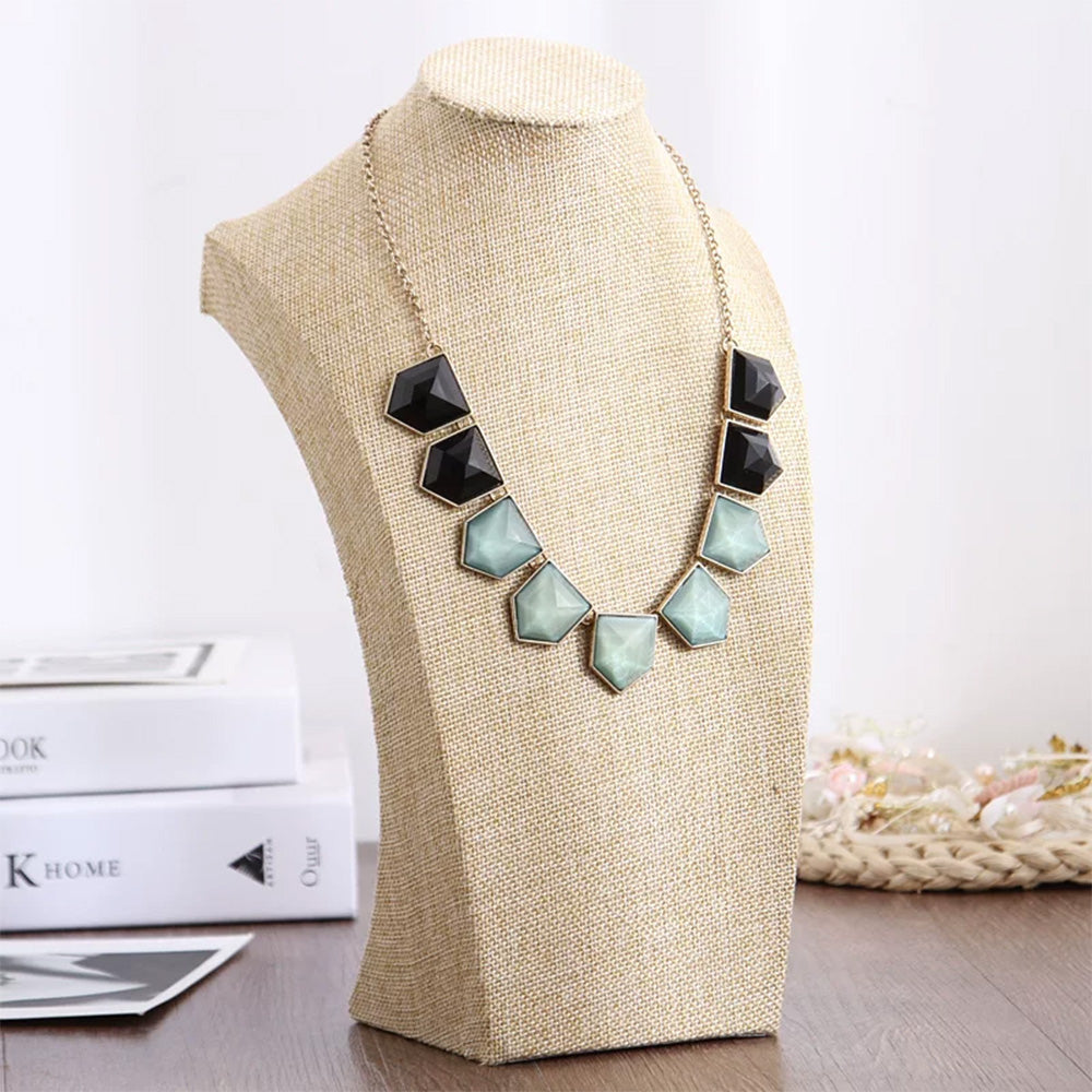 DE-LIANG Burlap Neck Mannequin Stand – Jewelry Necklace & Pendant Display Holder