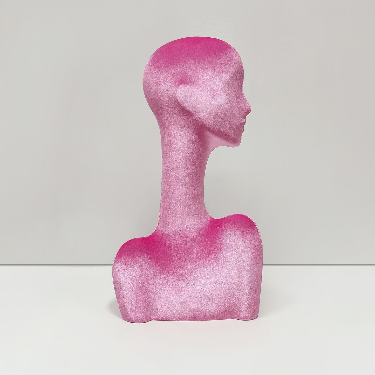 DE-LIANG Swan Neck Velvet Mannequin Head, Fiberglass Wig & Jewelry Display