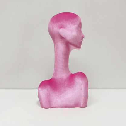 DE-LIANG Swan Neck Velvet Mannequin Head, Fiberglass Wig & Jewelry Display