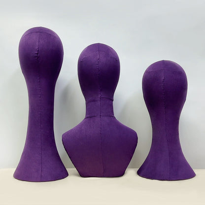 Suede Mannequin Head in Purple/Green – Pinnable Female Model for Hat and Jewelry Display, Unique Hat Stand, Perfect for Boutique Owners DE-LIANG