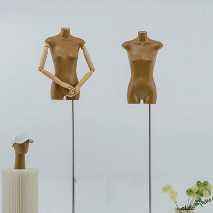 DE-LIANG Model Props, Half Body Female Mannequin Display Dummy,Female Bust Window Dummy Mannequin, Retro Kraft Paper Mannequin DE-LIANG