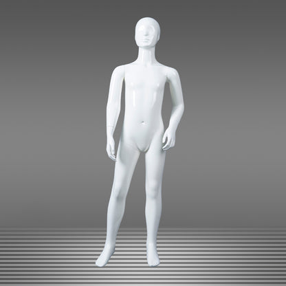 Glossy White Kids Full Body Mannequin with Arms and Base