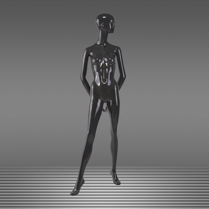 DE-LIANG Female Full Body Mannequin,Glossy White/Black Fiberglass Realistic Dress Form Display,Elegant Standing Window Display Model for Clothing Stores, Boutiques & Fashion Exhibitions