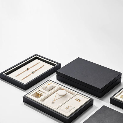 DE-LIANG Luxury Jewelry Display Box,Jewelry Organizer Traysl Organizer Display Storage Case for Rings Earring Necklace Bracelet,PU Leather & Microfiber DL2557