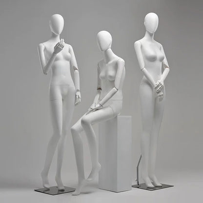 DE-LIANG Matte White Female Full-Body Mannequin, Poseable Joints, Window Display