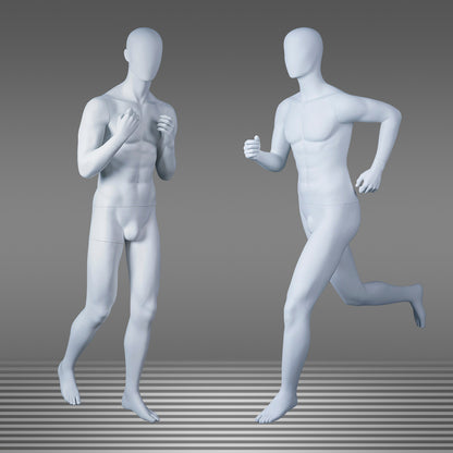 DE-LIANG Male Full Body Mannequin | White Sports Mannequin for Gym & Athletic Apparel | Running & Sportswear Display