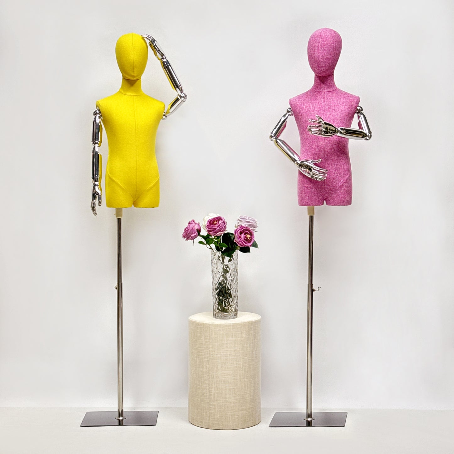 Linen-covered kids mannequin for clothing display