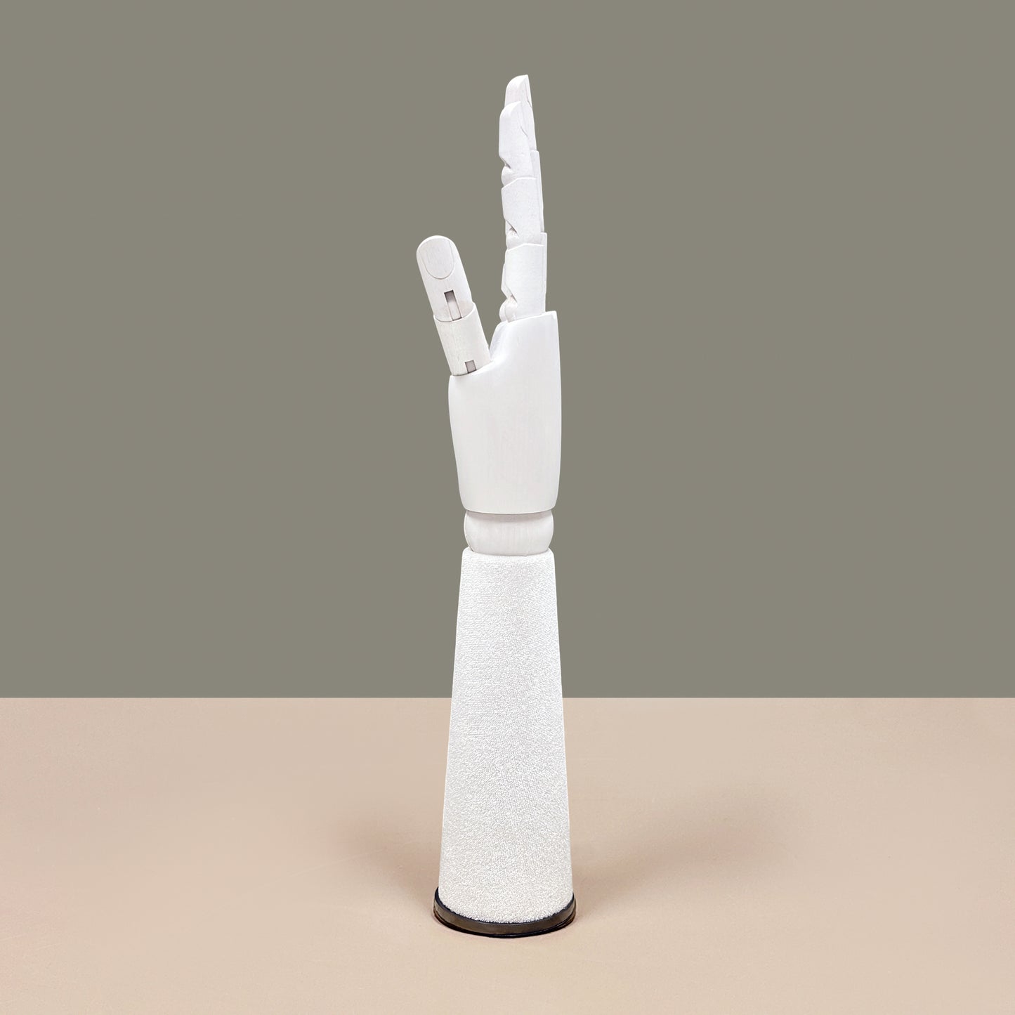 DE-LIANG White Velvet Wooden Hand, Luxury White Painted Mannequin Hands for Women's Apparel Jewelry Watch Ring Display-Right Hand Size37&43.5cm*1pcs