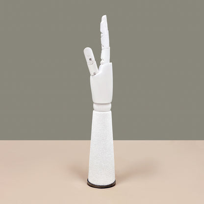 DE-LIANG White Velvet Wooden Hand, Luxury White Painted Mannequin Hands for Women's Apparel Jewelry Watch Ring Display-Right Hand Size37&43.5cm*1pcs
