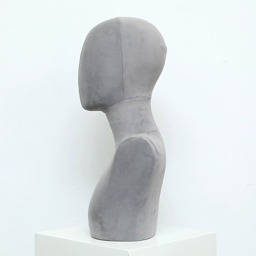 DE-LIANG Suede Mannequin Head Torso Display Stand,Soft Pinnable Foam Wig Head for Hats, Wigs, Jewelry,Accessories | Boutique Window Display Prop | Black / Pink