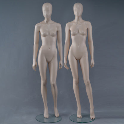 DE-LIANG Female Mannequin Full Body Display,Professional Dress Form for Clothing Store Window Display,Beige Gray Finish Retail Mannequins Torso
