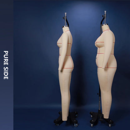 DE-LIANG Professional Lingerie Tailor Dress Form - Oblique Pinnable Female Full Body Mannequin with Reference Lines