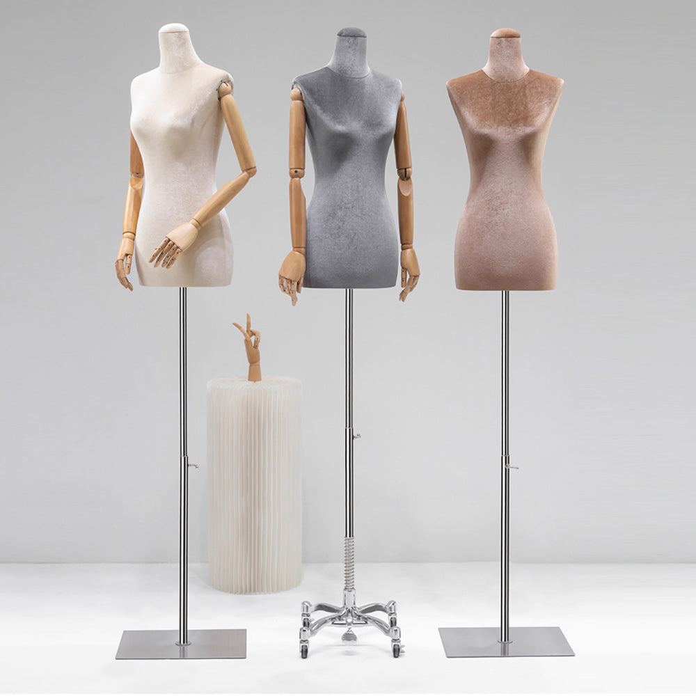 Fashionable Velvet Female Mannequin Torso Stand – Perfect for Eye-Catching Retail Displays