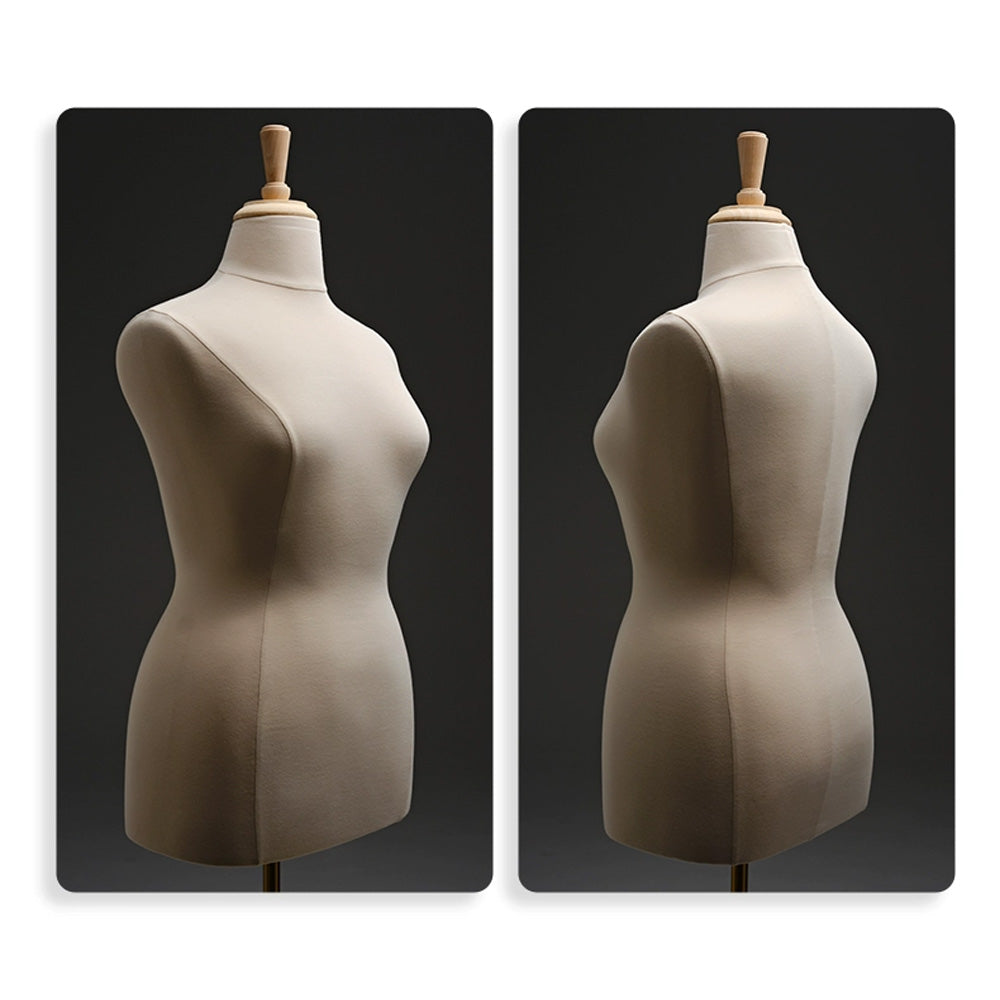 Female Half Body Dress Form Mannequin, Fully Pinnable torso dummy for Sewing and Dress Display, Beige Linen Display Mannikin,Mannequin Show DE-LIANG