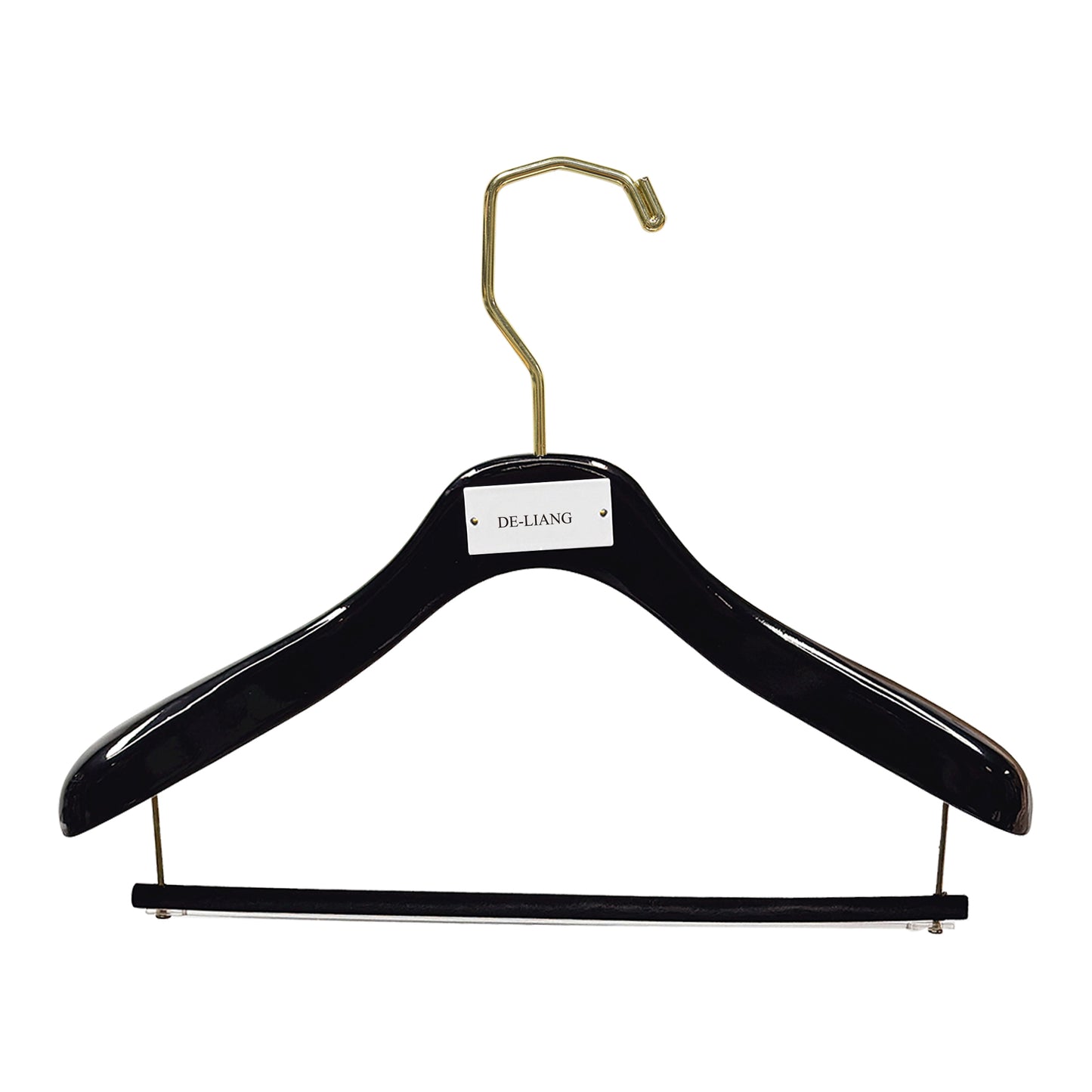 Black Wooden Hanger, Coat Men Woman Strong Glossy Black Cloth Clip Pant Wood Hanger,Can Customize Logo, Trouser Clip Btoom Hanger Rack 50pcs