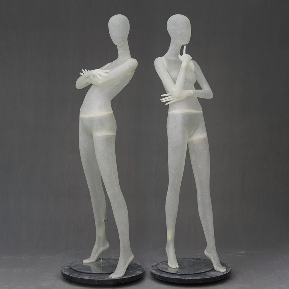 DE-LIANG Frosted Translucent Female Full Body Mannequins – Minimalist Abstract Window Display Model, Boutique Clothing Store Fashion Dress Form