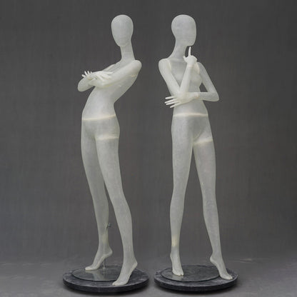 DE-LIANG Frosted Translucent Female Full Body Mannequins – Minimalist Abstract Window Display Model, Boutique Clothing Store Fashion Dress Form