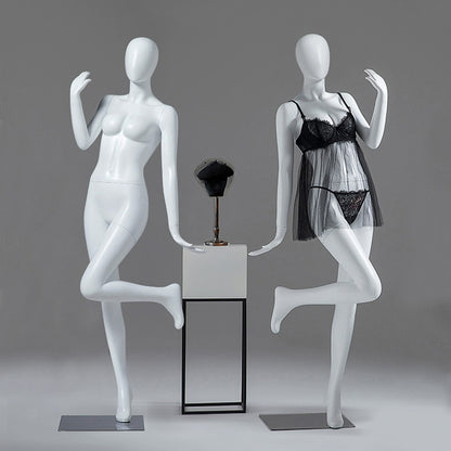 Matte White / Rose Gold Female Full Body Mannequin
