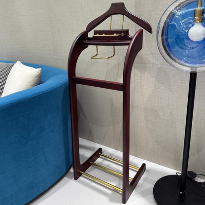 solid wood suit valet stand front view