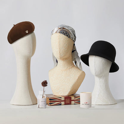 DE-LIANG Pinnable Lace Mannequin Head Display Stand for Hats Wigs Scarves & Jewelry