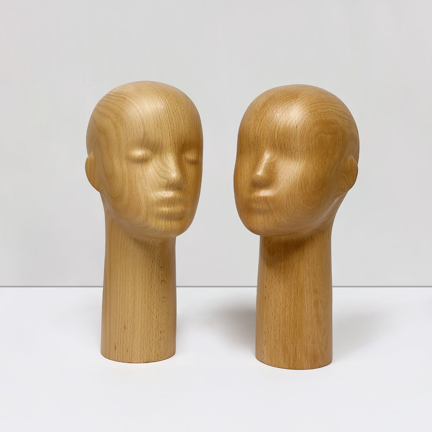 DE-LIANG Wooden Mannequin Head Stand for Hats Wigs & Glasses | Beechwood Display Model