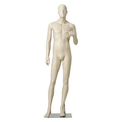 DE-LIANG Realistic Male Full-Body Mannequin,Beige White Standing & Sitting Pose Display Manikin with Base for Retail, Fashion Stores & Exhibitions DL0167