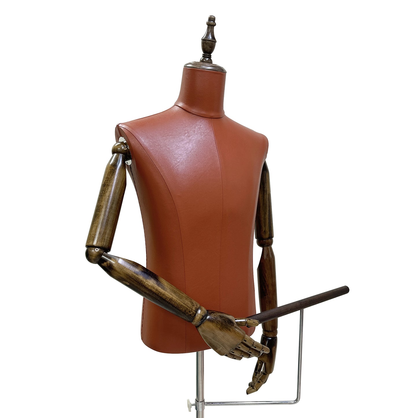 产品 High-end Male Mannequin Torso,Leather Fabric Men Bust Model Prop,Dummy Maniquin Body for Pants/Suit Display,Adult Dress Form with Wood Base DLMH340-PULEATHER-BROWN DE-LIANG